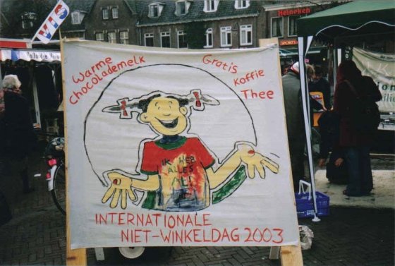 Spandoek met tekening van meisje dat alles al heeft